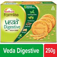 Sunfeast Farmlite Veda Digestive Biscuit 250g| High Fibre | Goodness of 5 natural ingredients and wheat fibre