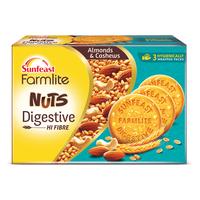 Sunfeast Farmlite Nuts Digestive Biscuit 250g | High fibre | Goodness of Almonds, Cashews and wheat fibre