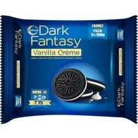 Sunfeast Dark Fantasy Vanilla Creme, 300g | Dark Crunchy Biscuits with Smooth crème