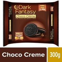 Sunfeast Dark Fantasy Chocolate Creme, 300g | Dark Crunchy Biscuits with Smooth crème