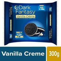 Sunfeast Dark Fantasy Vanilla Creme, 300g | Dark Crunchy Biscuits with Smooth crème