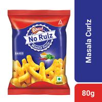 Bingo! No Rulz Masala Curlz, 80g, Masala Flavoured Super Light & Super Tasty Baked Puffs